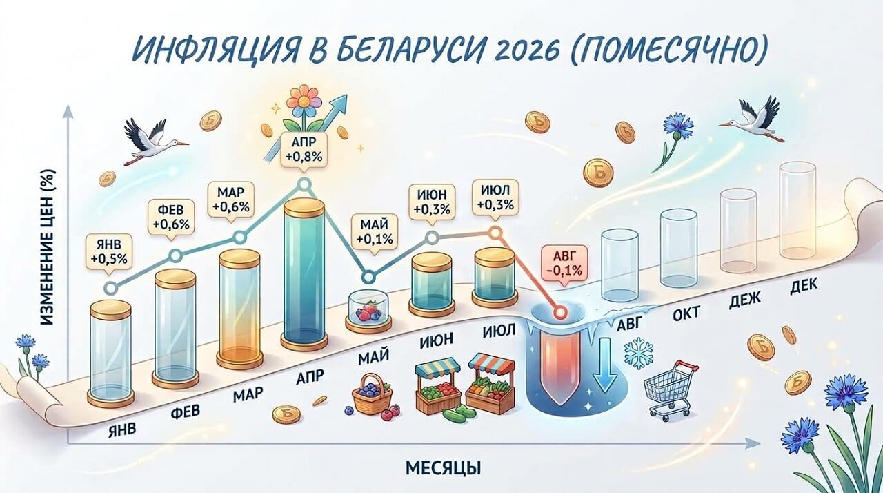 Инфляция в Беларуси январь-август 2026